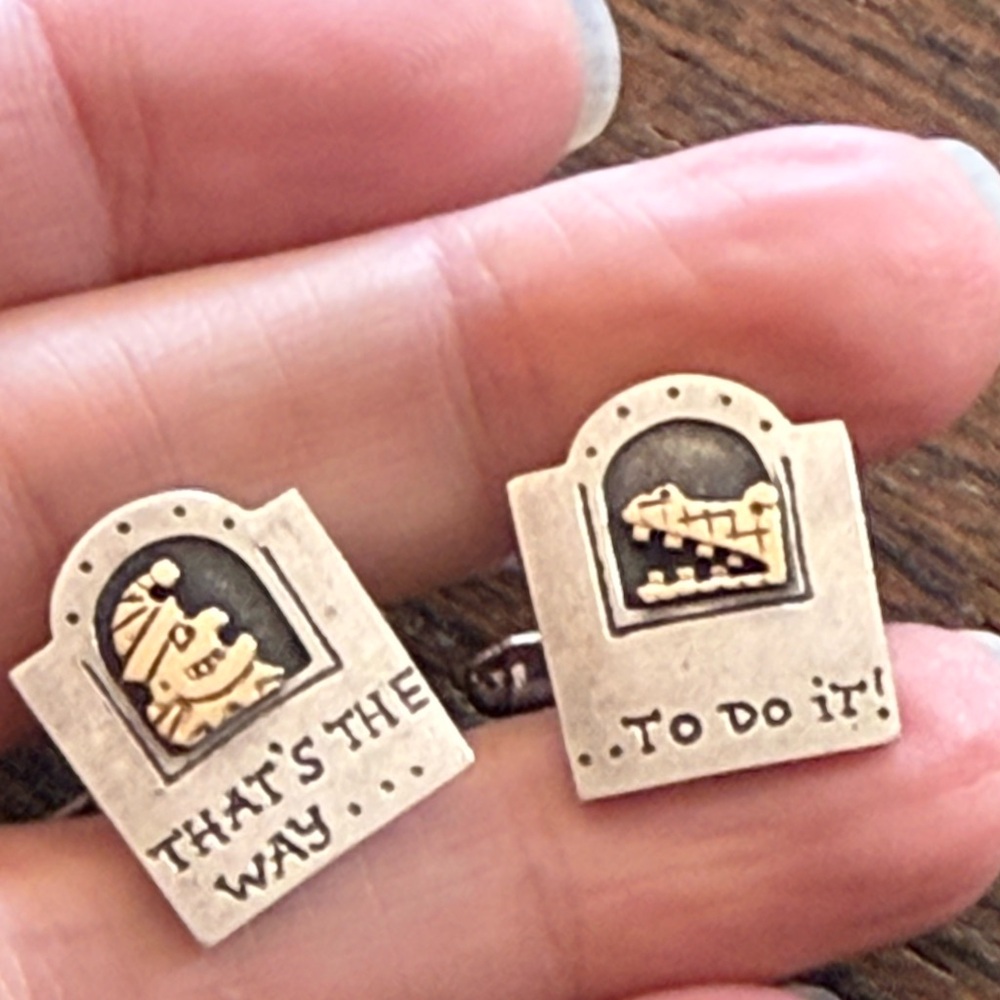 Sterling & 9kt Gold Punch and Judy Cufflinks by UK Jeweler Nick Hubbard